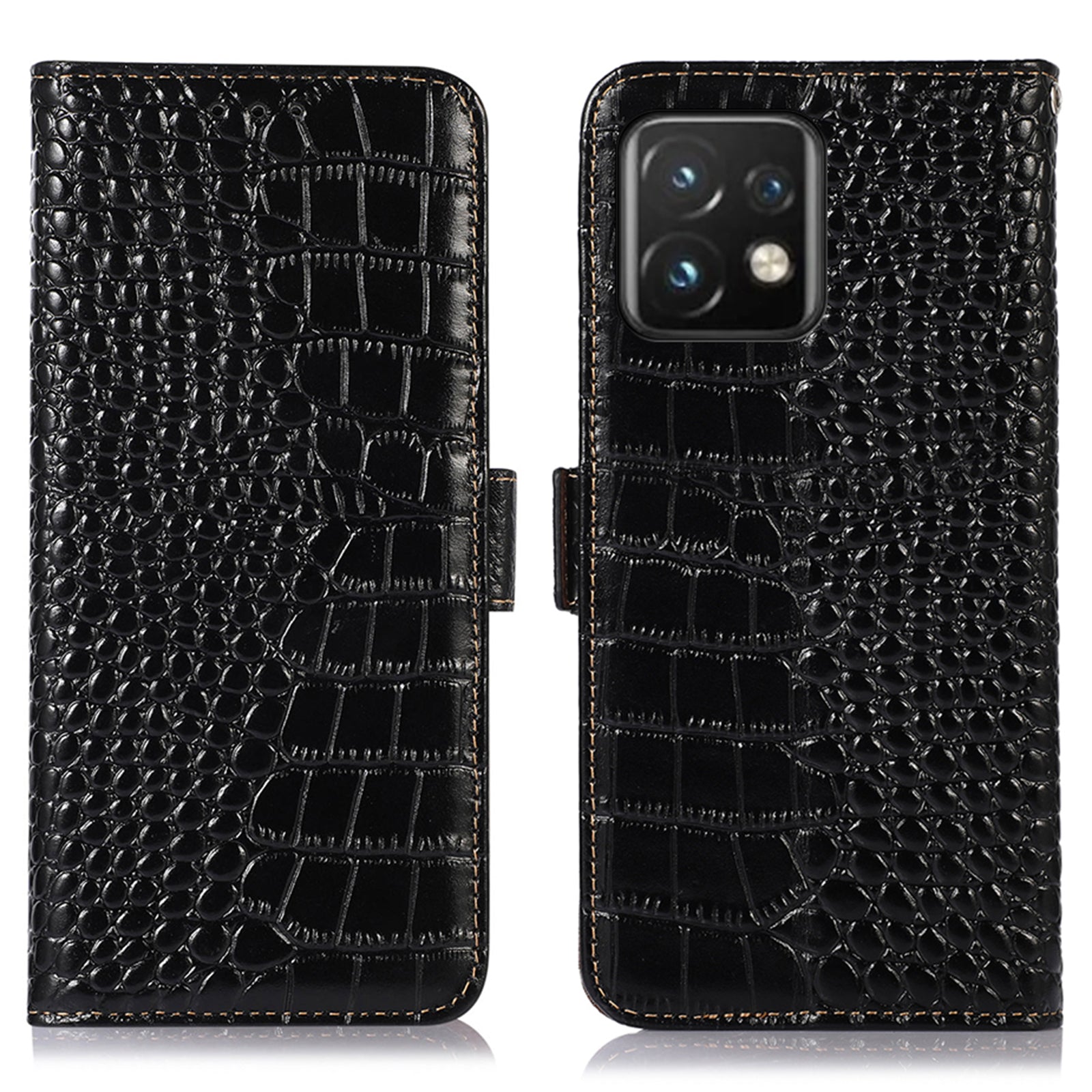 For Motorola Moto Edge 40 Pro 5G Moto X40 5G RFID Blocking Anti-drop Flip Wallet Phone Case Stand Crocodile Texture Genuine Cowhide Leather Cell Phone Cover For Motorola Moto Edge 40 Pro 5G Moto X40 5G RFID Blocking Anti-drop Flip Wallet Phone Case Stand Crocodile Texture Genuine Cowhide Leather Cell Phone Cover